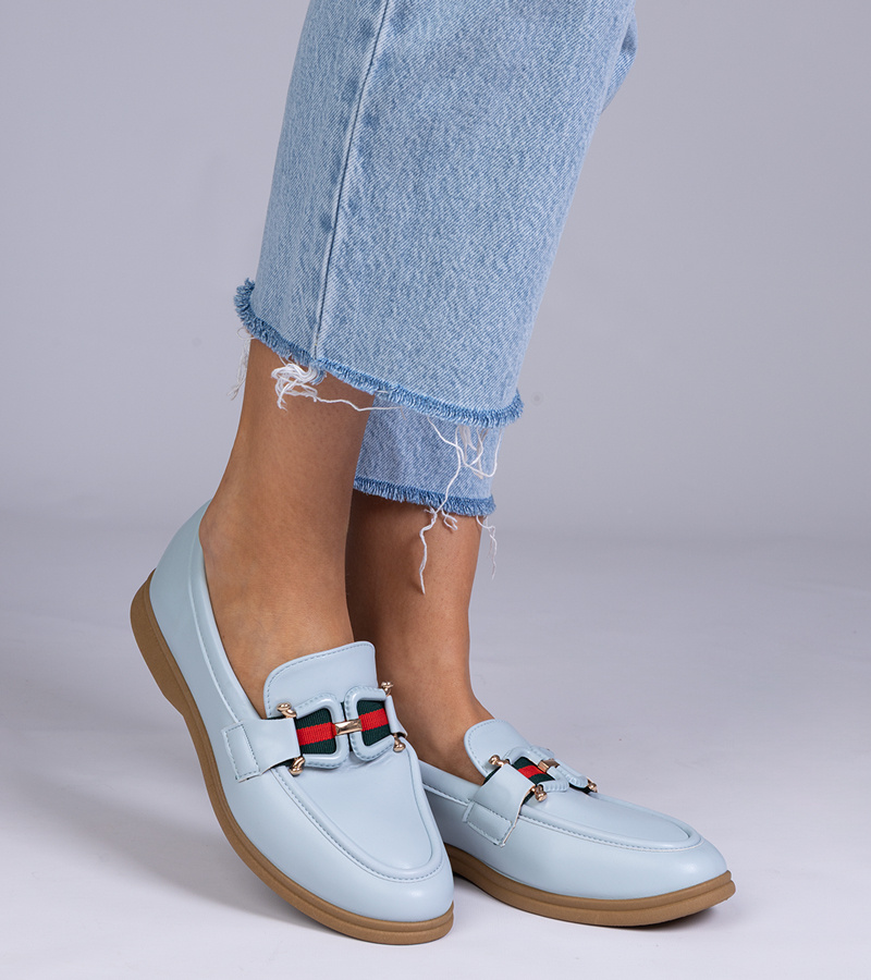 Gemre Mocasini albaștri din piele ecologică cu ornament Kalenda