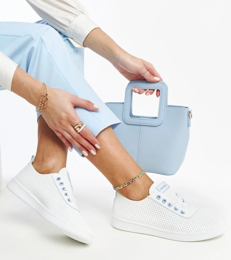 Gemre Teniși albi din piele ecologică Yusra