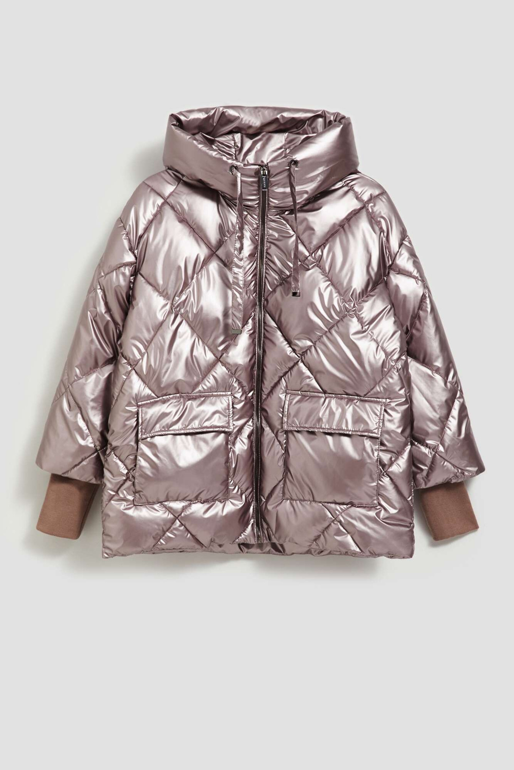 Marisse Raspberry Metallic Quilted Jacket