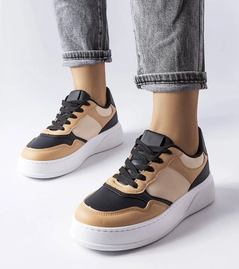 Gemre Pantofi negri și bej pe o talpă mai groasă Baron