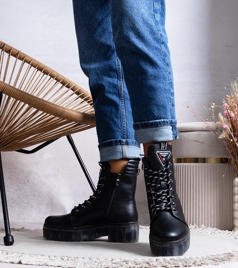 Gemre Cizme Charlton din piele neagră