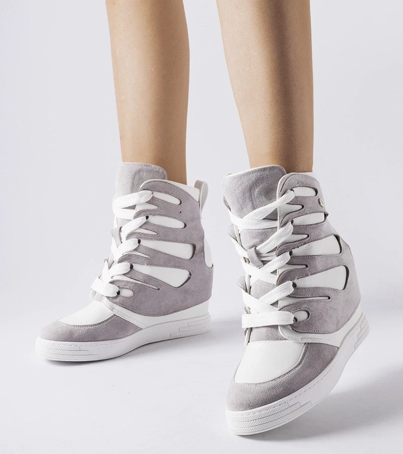 Gemre Sneakersi cu platformă Pantaleone alb-gri