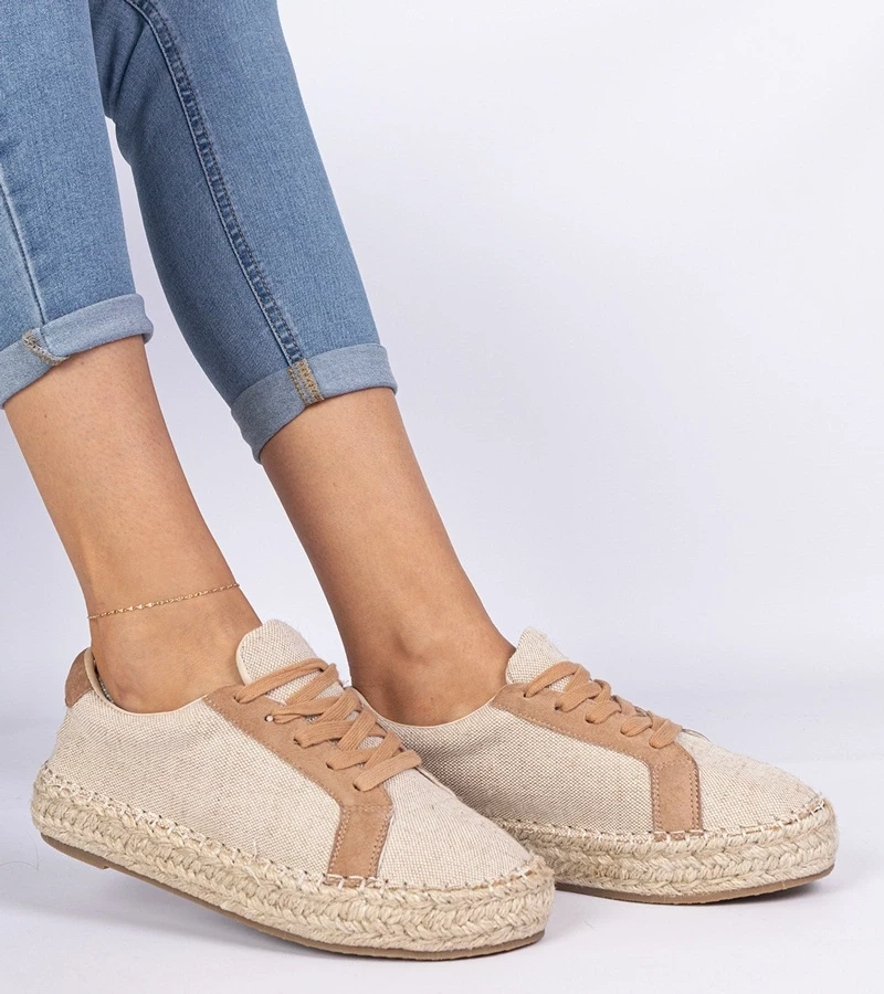 Gemre Espadrile maro de damă cu șireturi Malsi