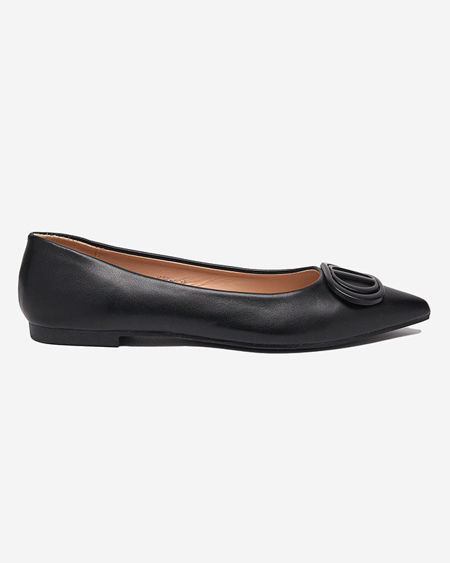 Resti Women&#039;s black pointed ballerinas with an ornament on the toe Manico - Footwear