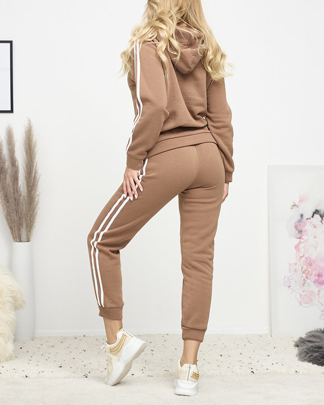 Resti Brown women's insulated tracksuit set with stripes - Clothing