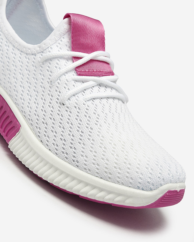 Resti White women&#039;s sports shoes with fuchsia inserts Kedeti - Footwear