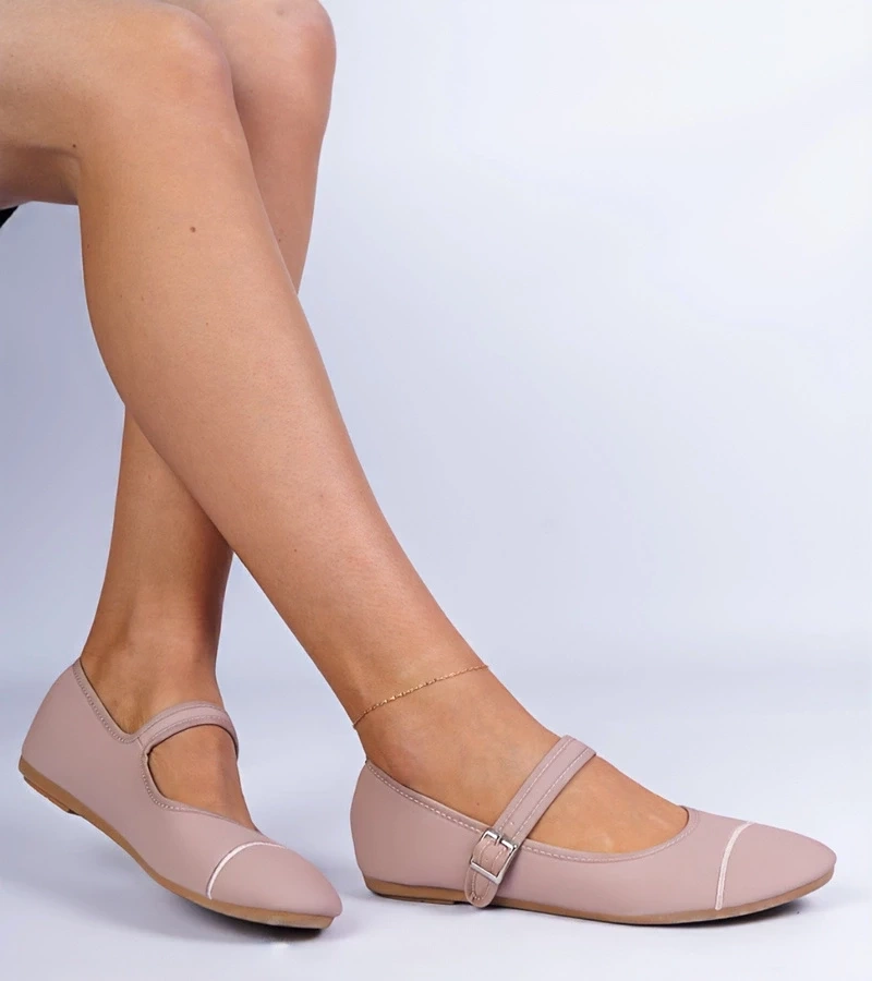 marka niezdefiniowana Pink matte finish ballerinas Longhola