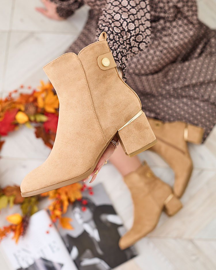 Resti Women&#039;s low stiletto boots in light brown Dogdas
