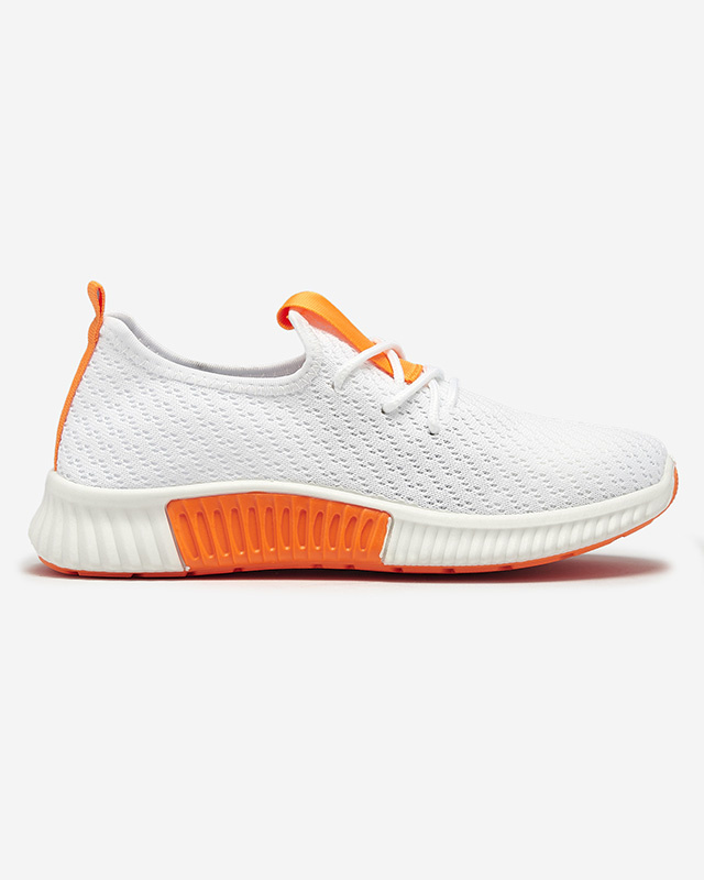 Resti White women&#039;s sports shoes with orange inserts Kedeti - Footwear