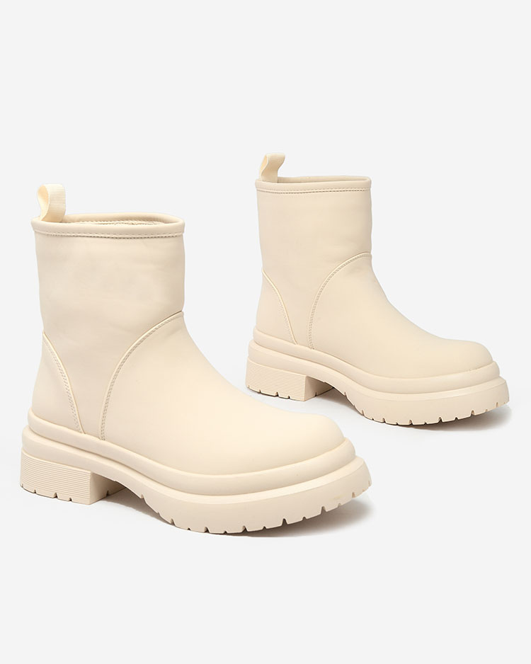 Resti Beige matte women&#039;s boots with thicker sole Holeopi