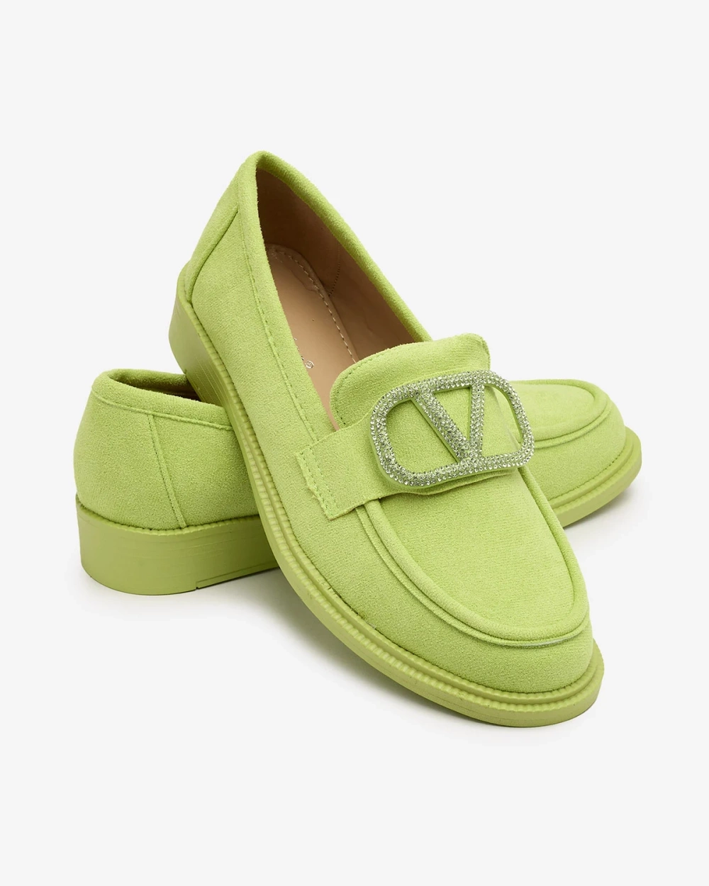 Resti Women&#039;s lime green moccasins with ornament Fogras