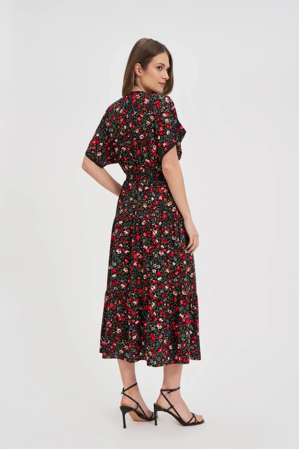 Marisse Black Floral Midi Dress