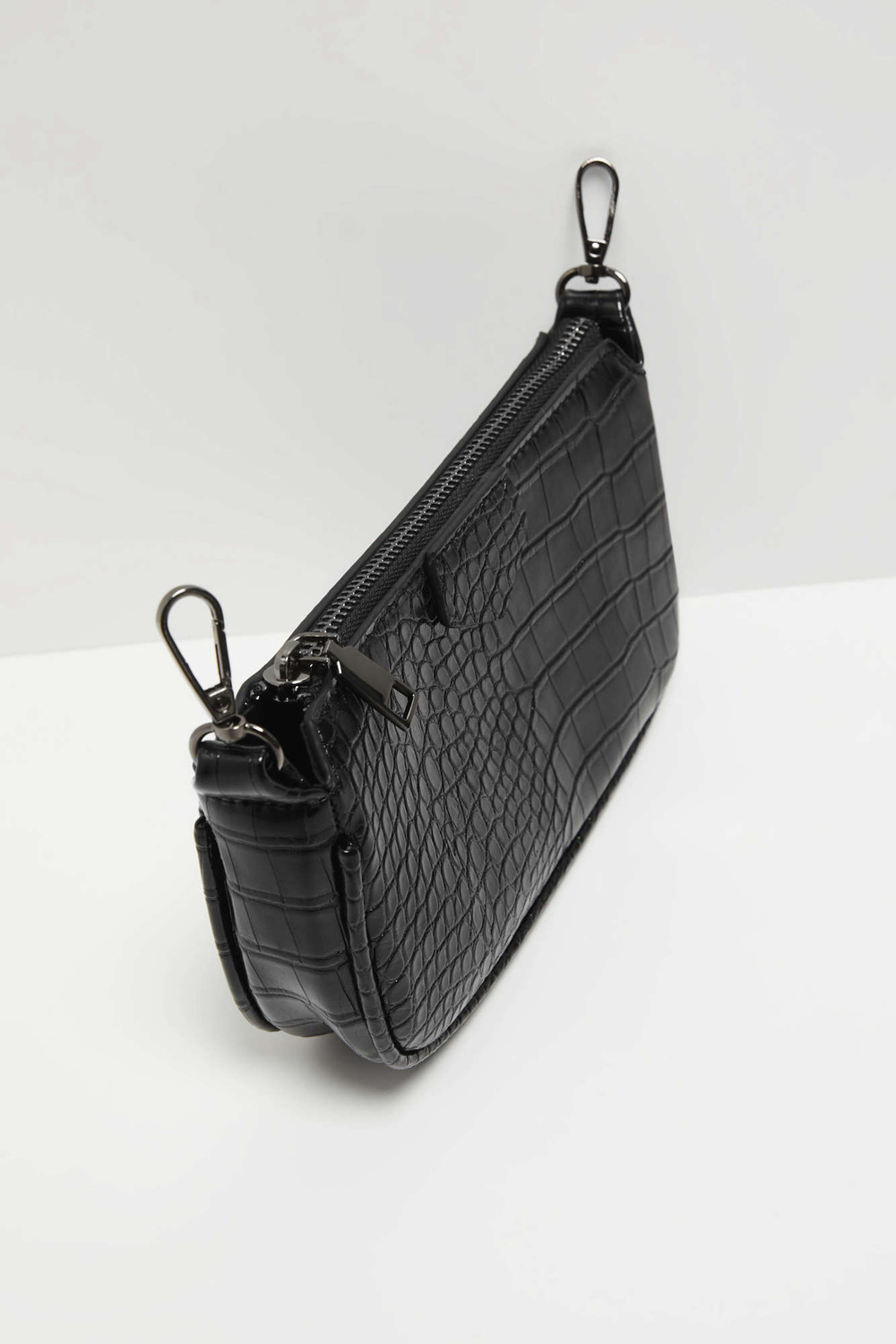Marisse Imitation Snakeskin Shoulder Bag, Black