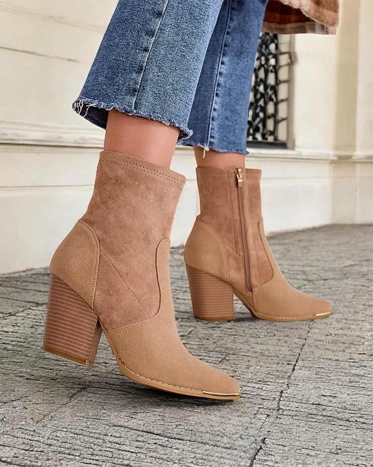 Resti Women&#039;s eco-suede ankle boots on a post Gris