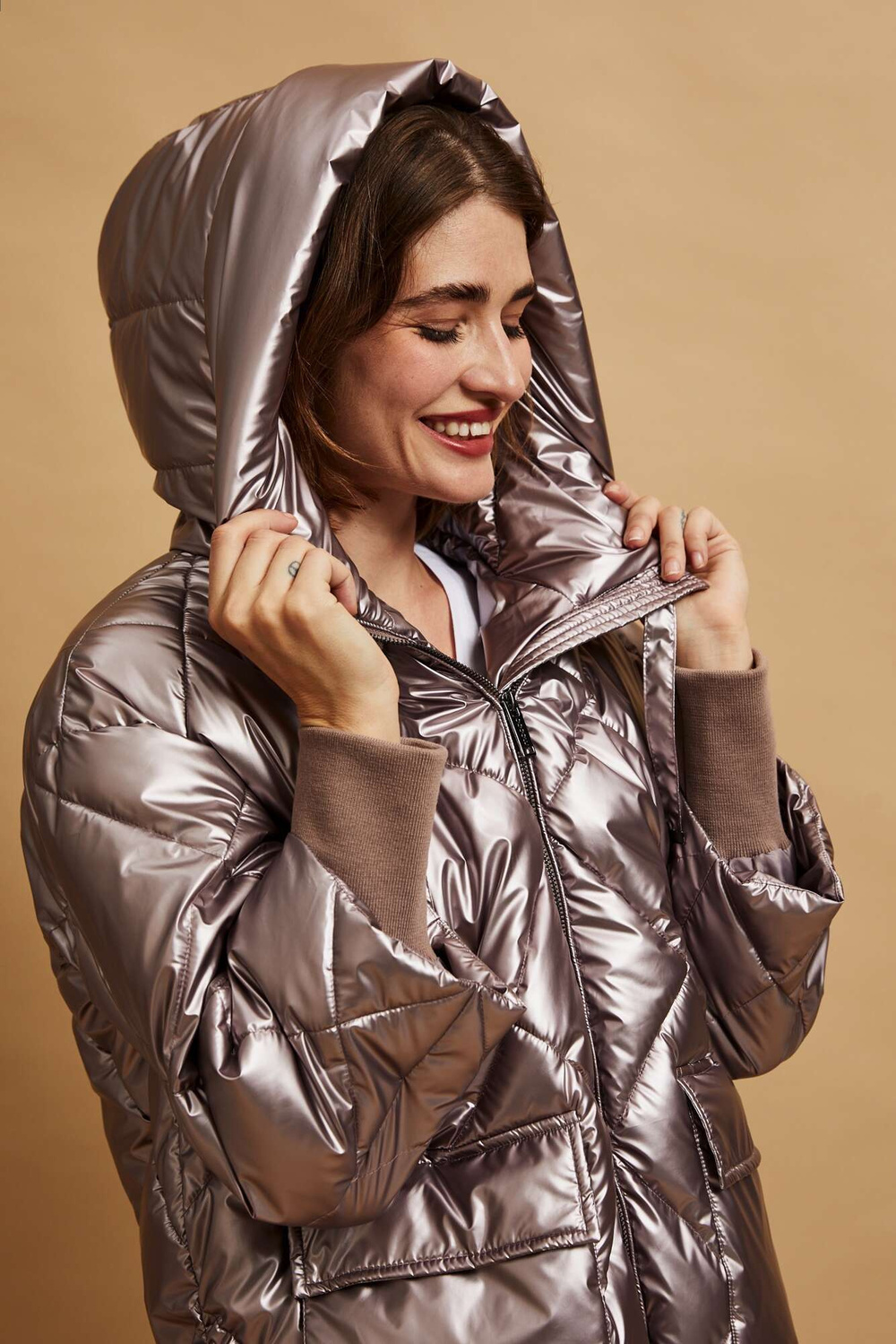 Marisse Raspberry Metallic Quilted Jacket