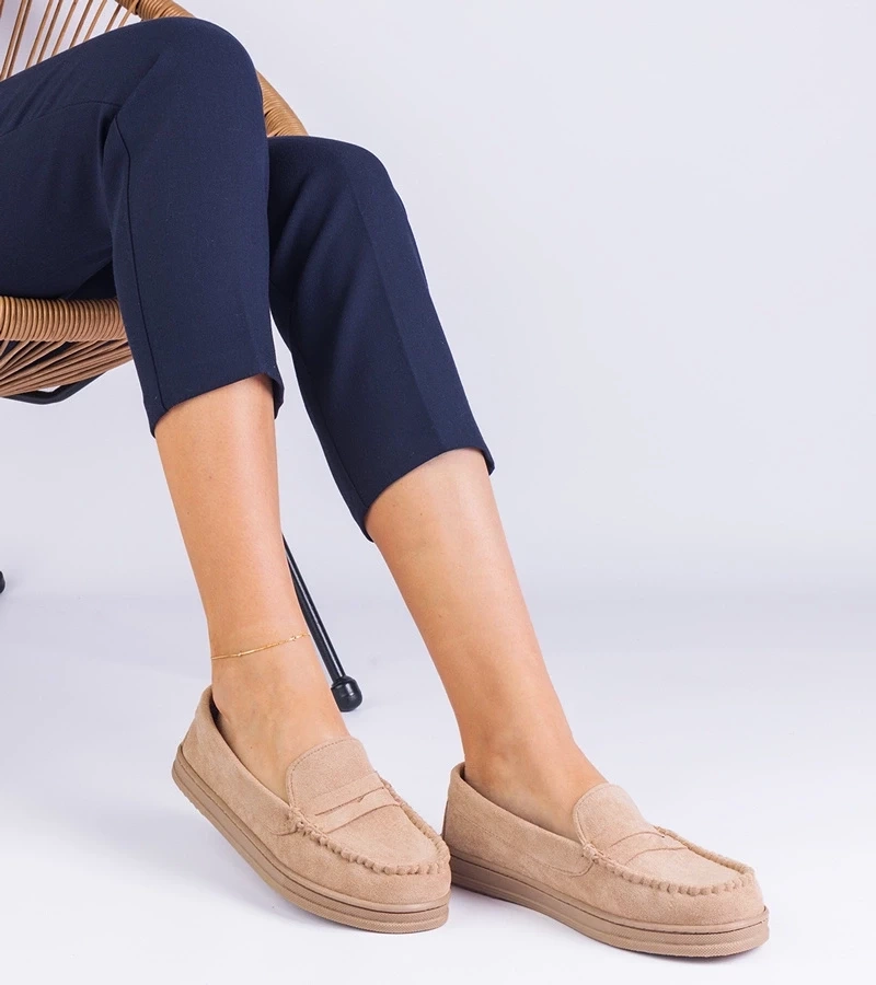 Gemre Mocasini bej pentru femei din piele ecologică Sevilia