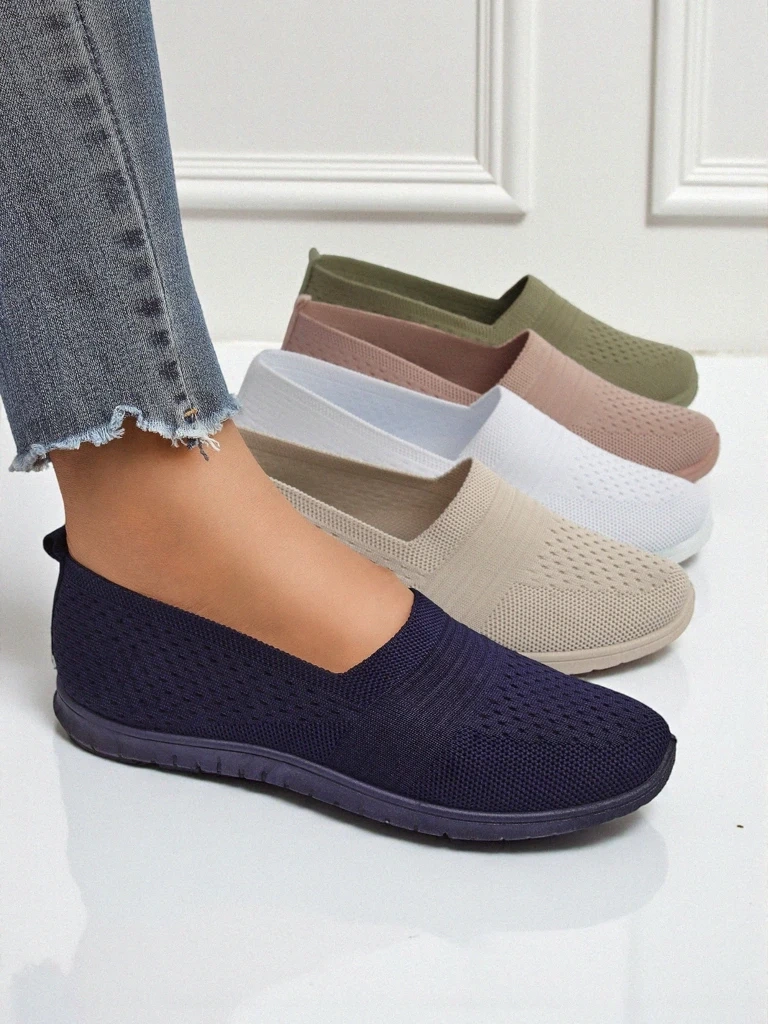 Resti Lyra Navy Blue Women&#039;s Moccasins Breathable Fabric Flat Sole