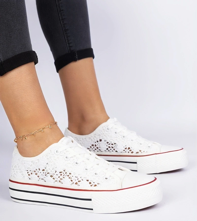 Gemre Pantofi sport albi de damă perforați Fernansis