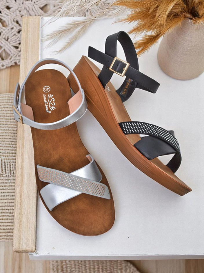 Resti Royal Fashion Women's Rhinestone Wedge Sandals Allona