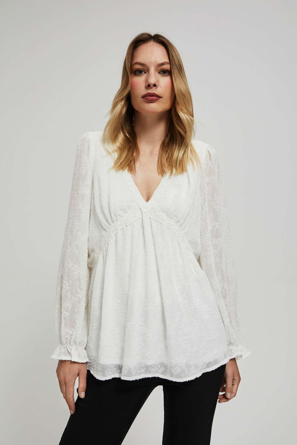 Marisse White Shirt With Puffed Sleeves