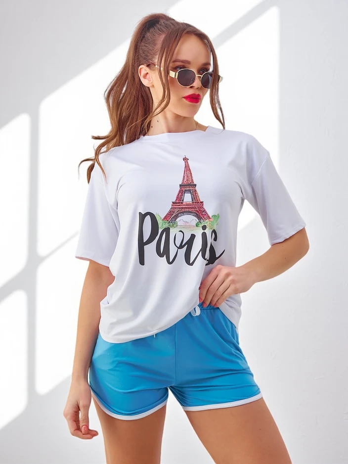 Resti Women's sports set with a t-shirt and shorts Paris