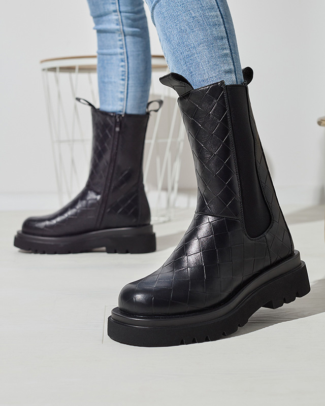 Resti Black women&#039;s boots with embossing Ahetto- Footwear