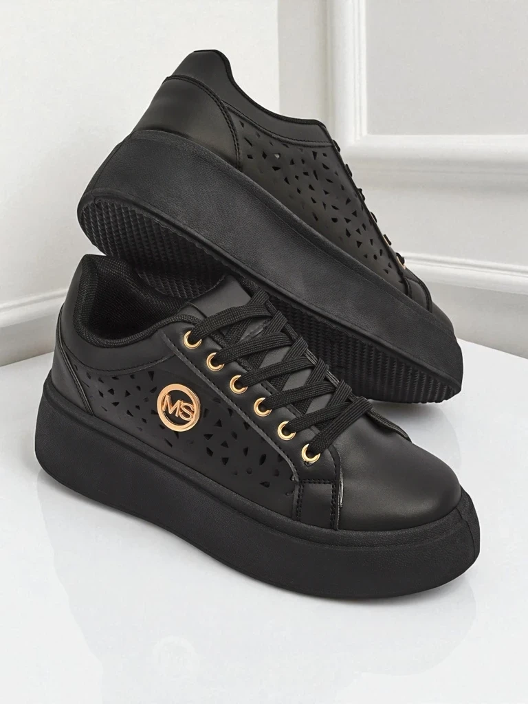 Resti Aurelia Nero - Black platform made of eco-leather, model LH201-8