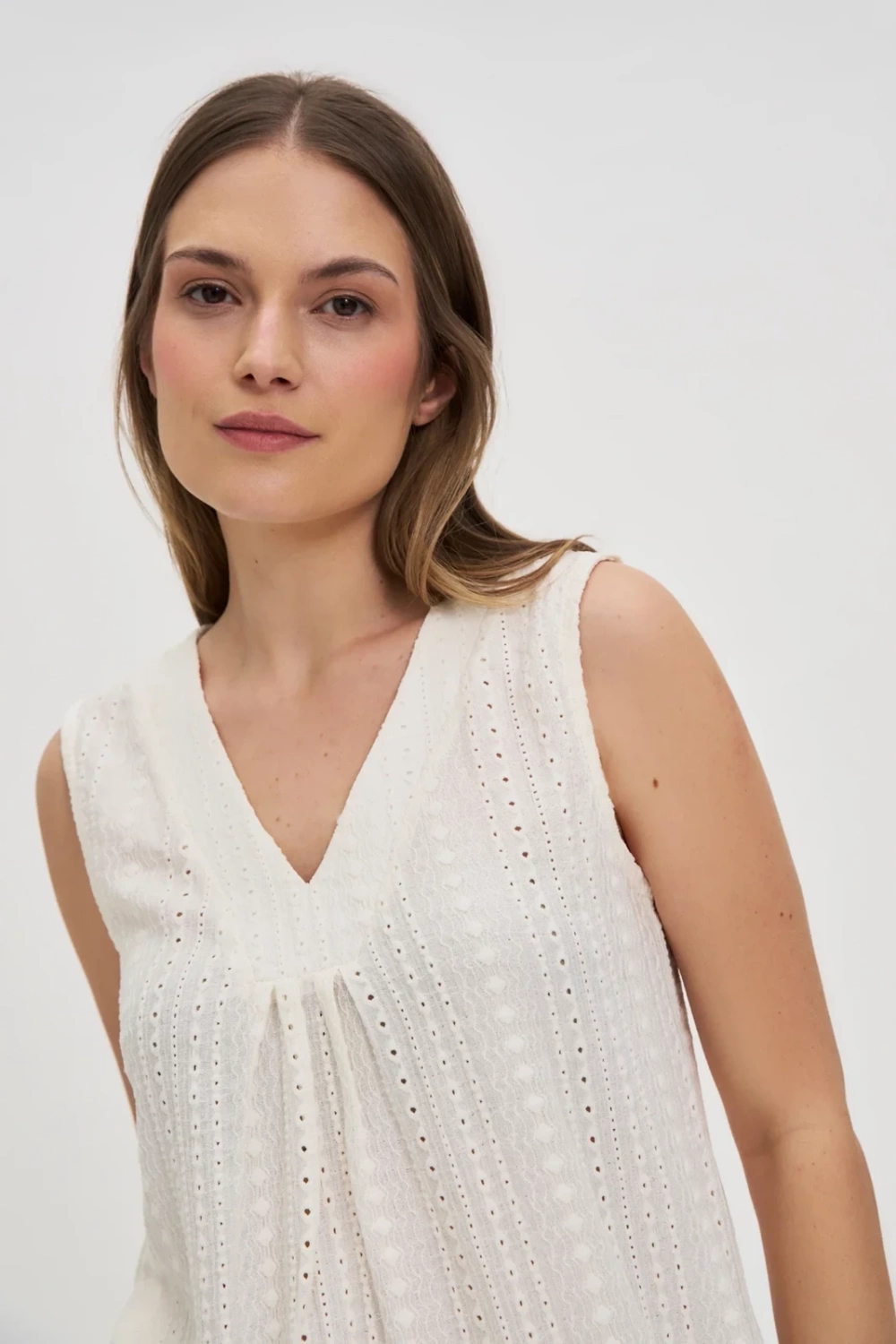 Marisse Ecru V-Neck Top