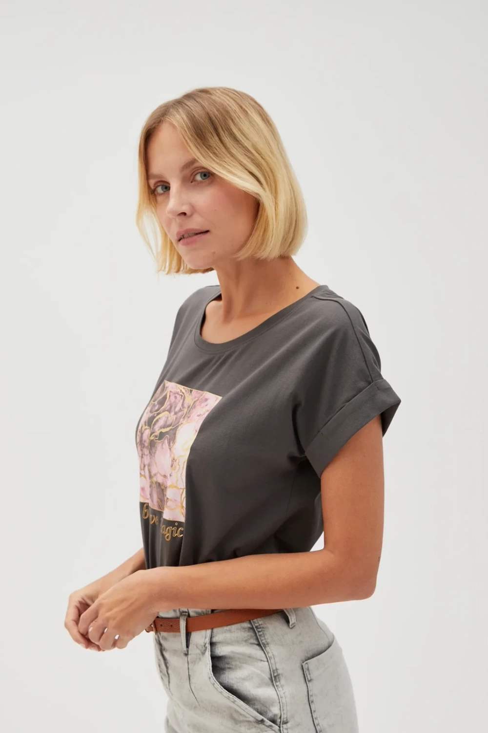 Marisse Women's T-Shirt L-Ts-4630 Grey