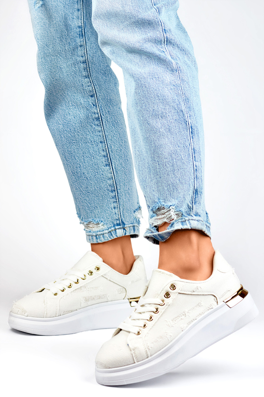 primohurt Buty sportowe damskie fashion modne beżowe sportowe buty na wiosnę