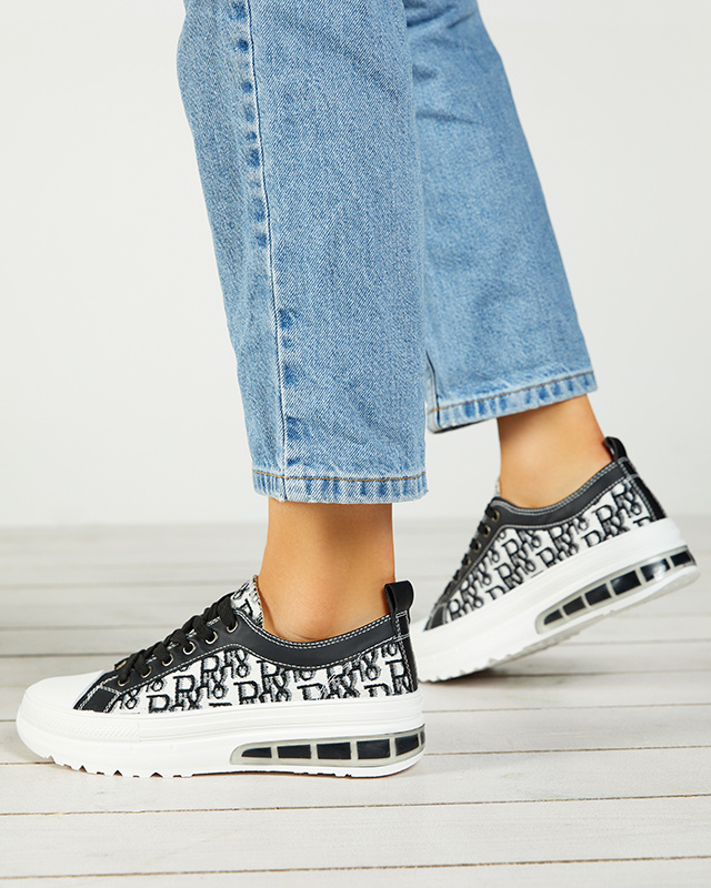 Resti Black patterned women's platform sneakers Neriwas - Footwear