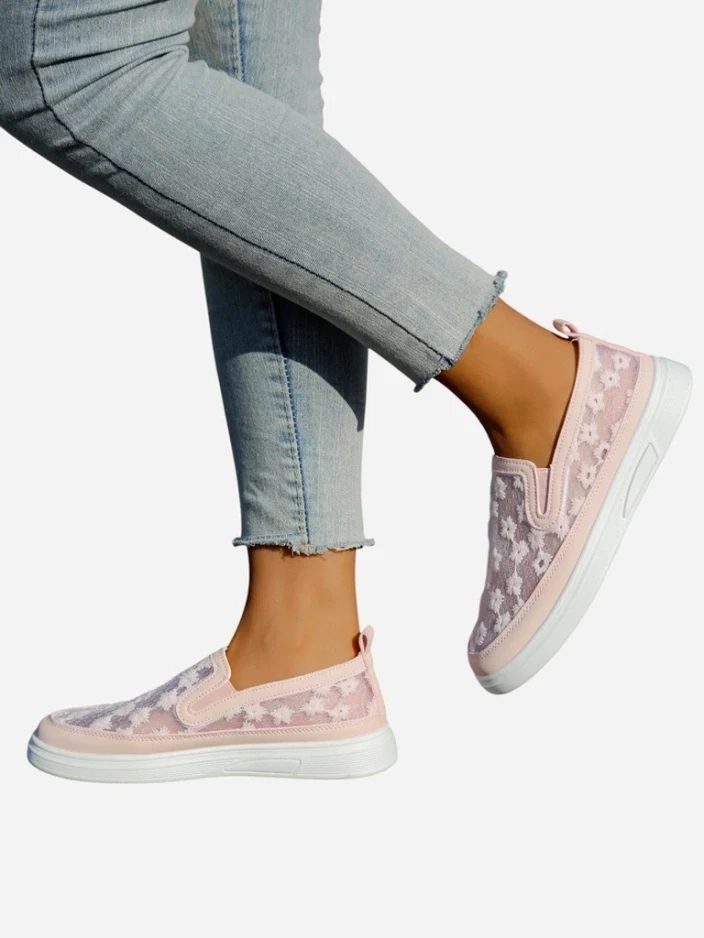 Resti Women's mesh loafers with flowers Emzos