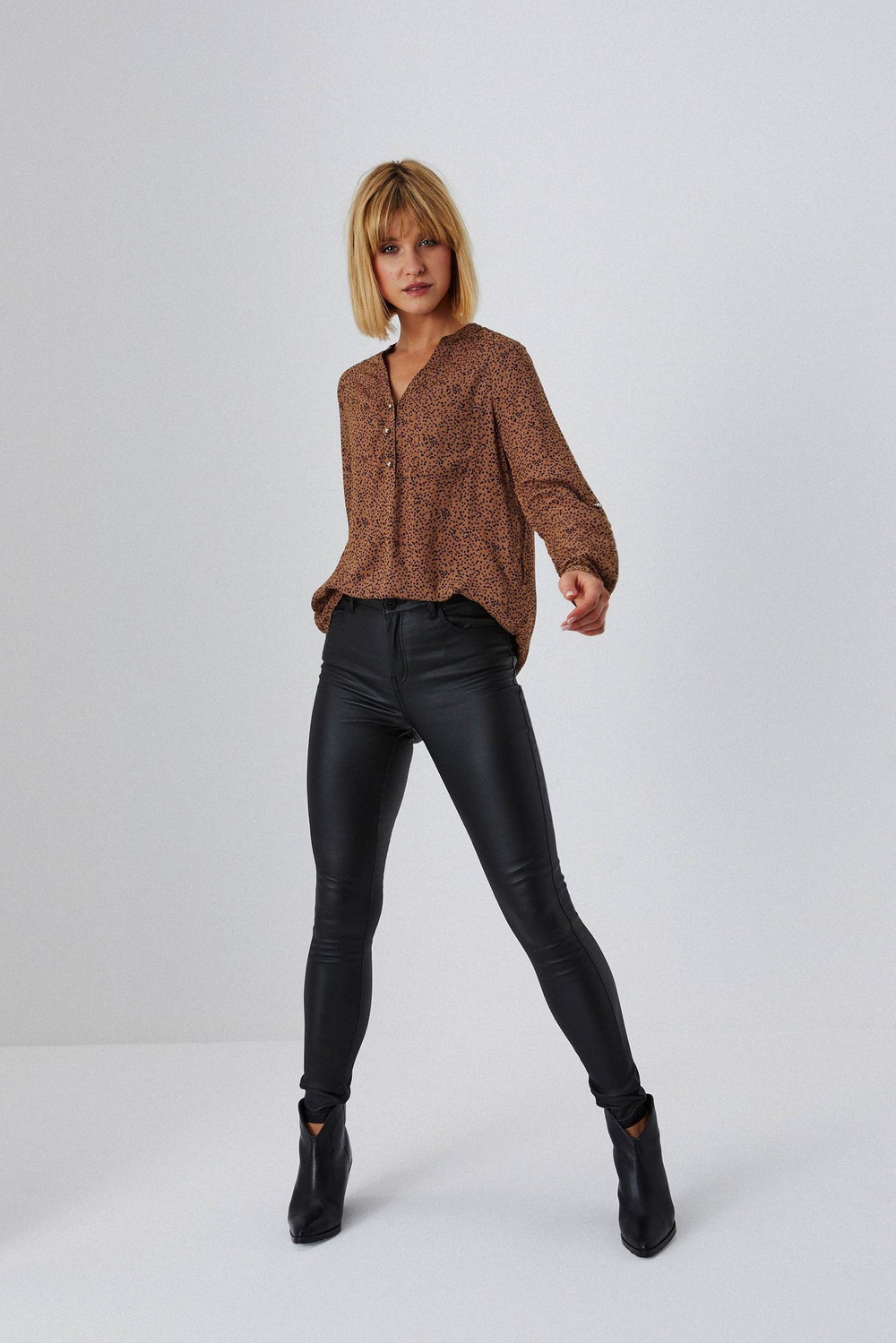 Marisse Waxed Slim Fit Trousers Z-Sp-3611 Black