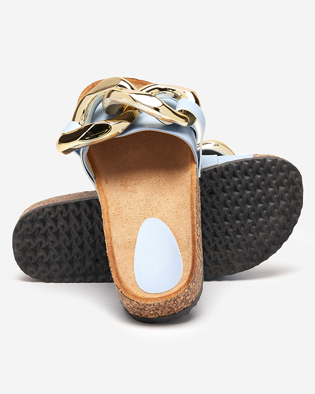 Resti Ladies&#039; blue slippers with decoration at Fixci- Footwear