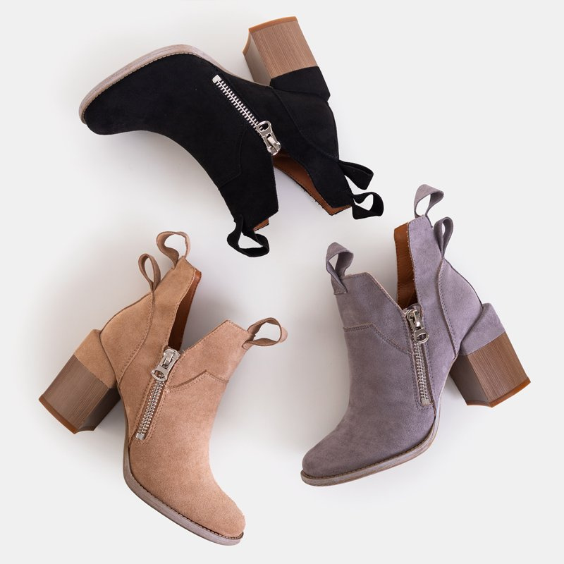 Resti Gray women&#039;s boots on a square post Darera - Footwear