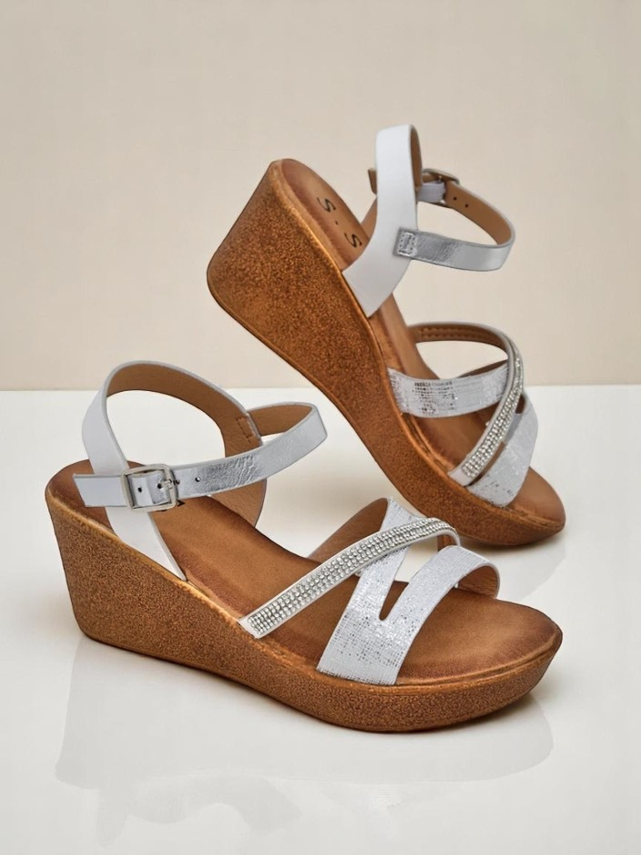 Resti Women's wedge sandals with rhinestones and glitter Eclat