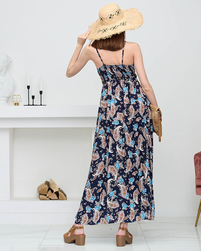 Resti Navy blue airy women's maxi dress - Clothing