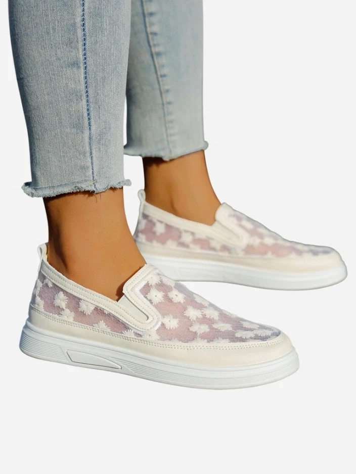 Resti Women's moccasins made of mesh with flowers Emzos