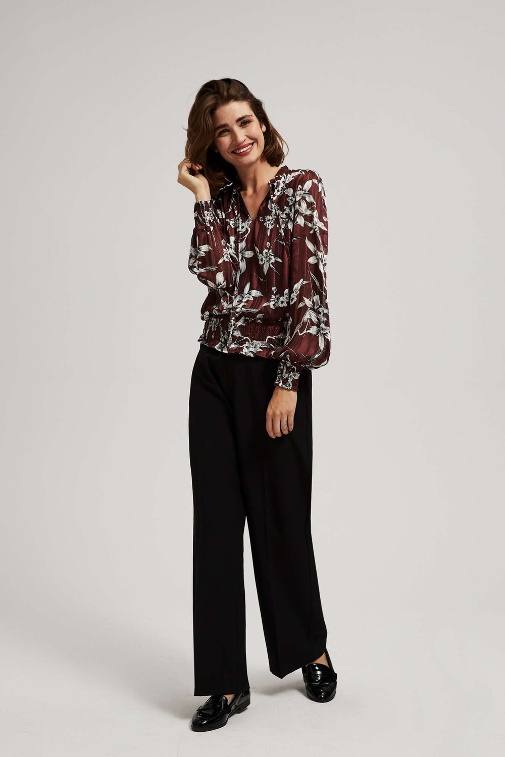 Marisse Chestnut Floral Pattern Shirt