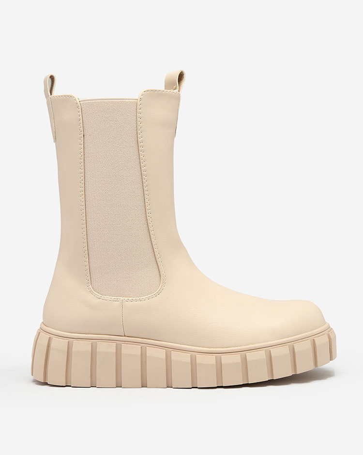 Resti Women&#039;s high flat heeled boots in ecru Elicane