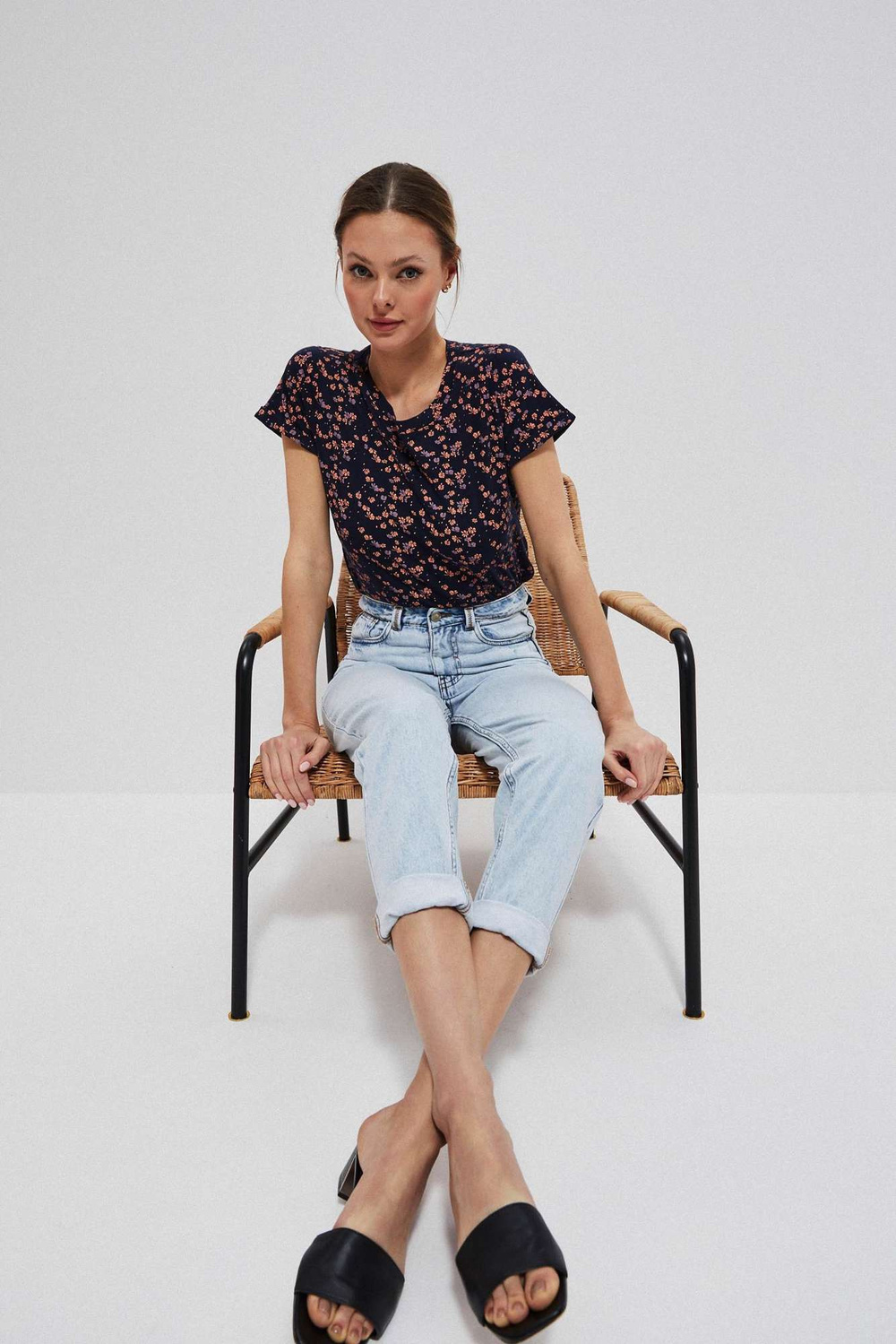 Blouse with a small floral print