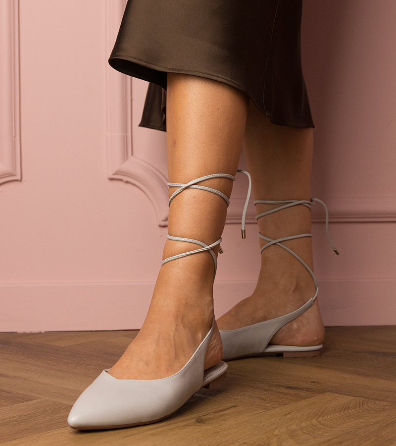 Gemre Pantofi gri cu toc jos din piele ecologică Terry