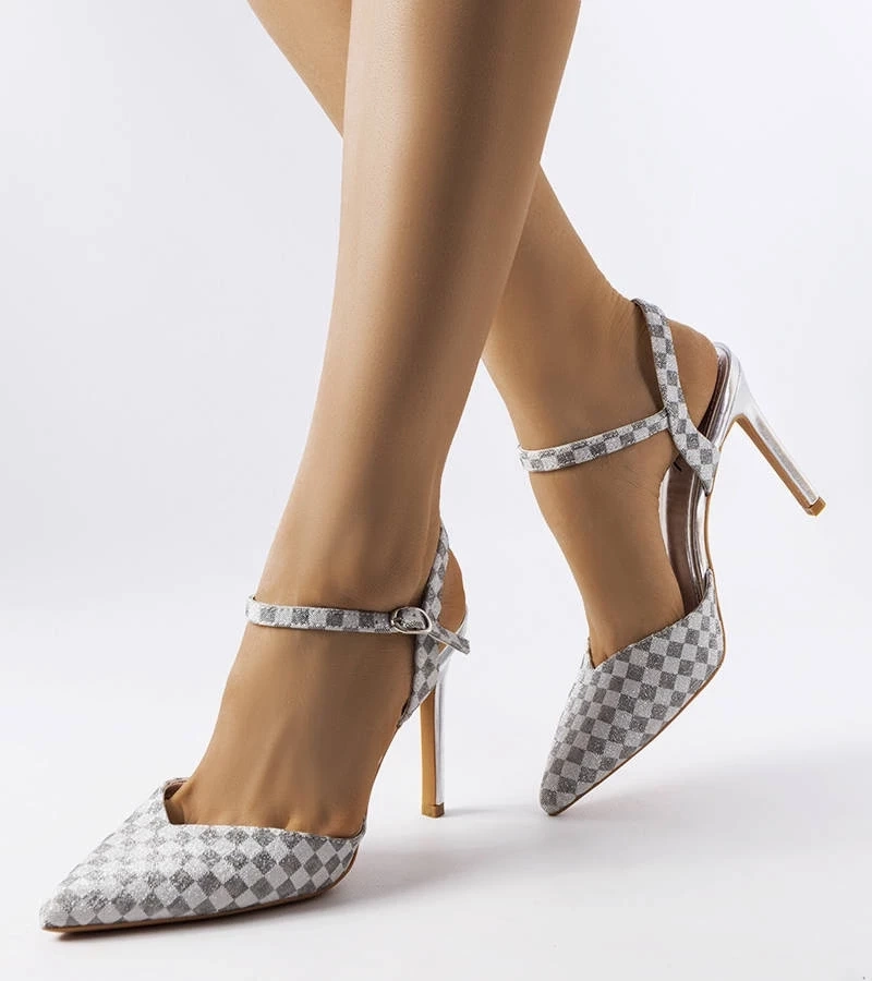 Gemre Pantofi stiletto cu sclipici cu carouri gri de Gallia