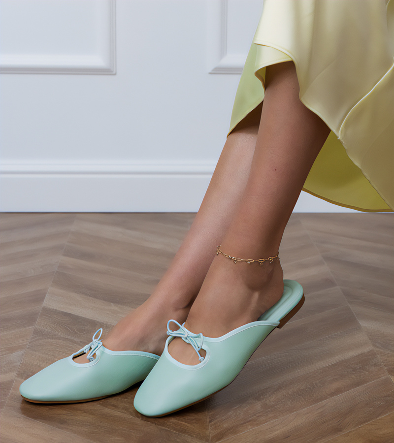 Gemre Papuci verzi închiși cu talpă plată Matila