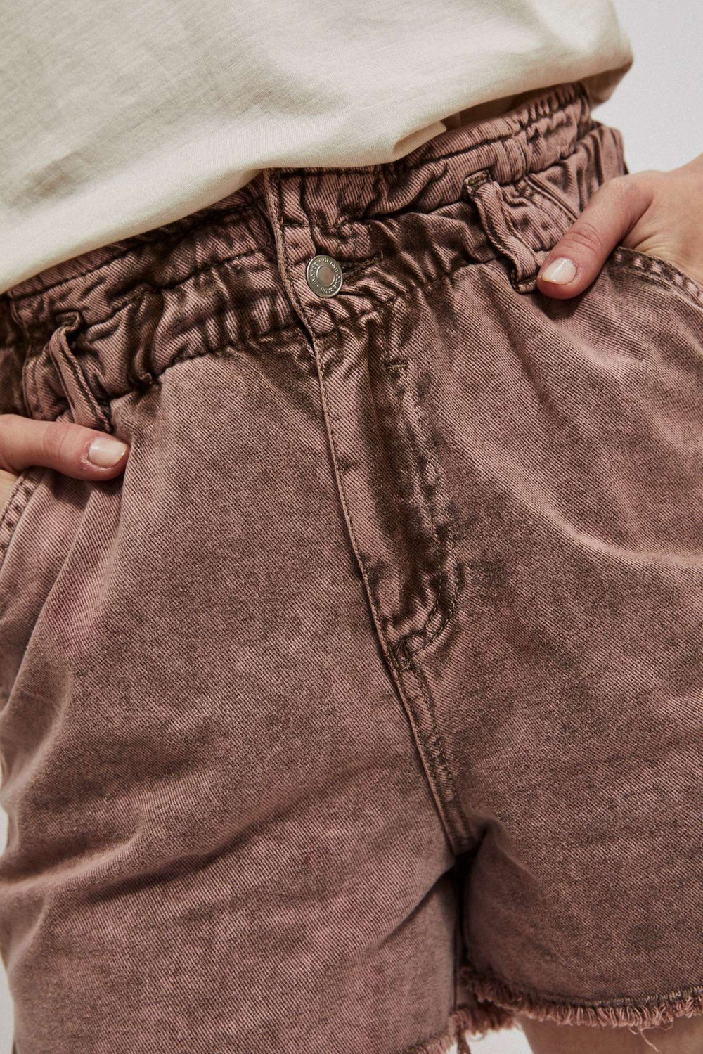 High-waisted denim shorts