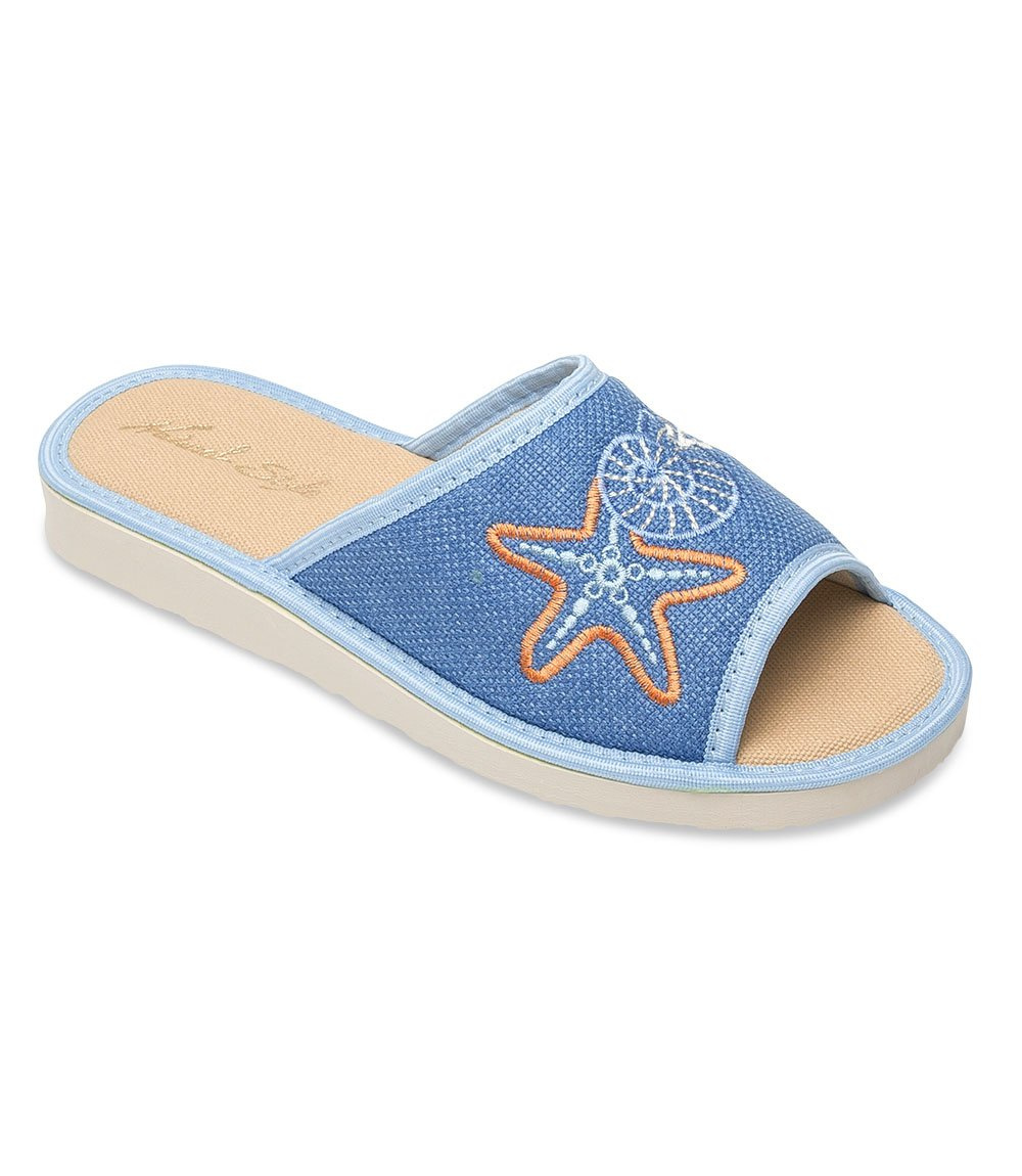 Дамски чехли Natural Style NS-052 синьо-бежови