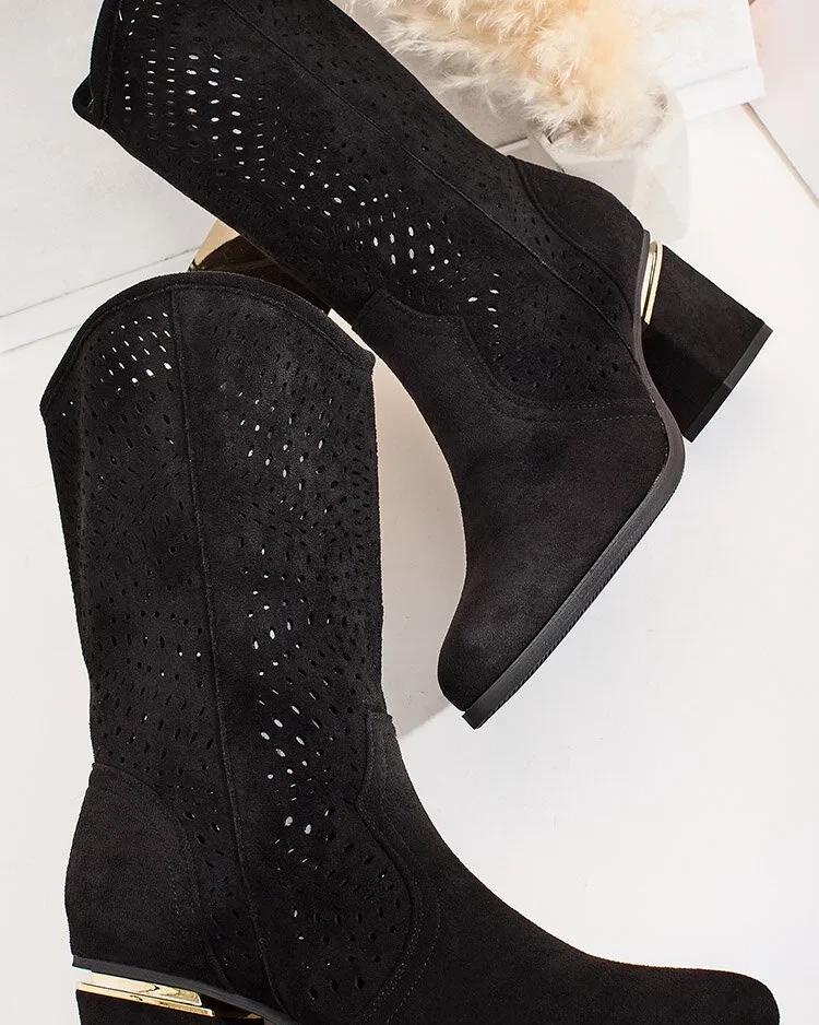 Resti Openwork low stiletto boots Hewir