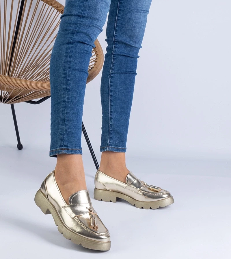 Gemre Pantofi clasici aurii cu ciucuri Esitta
