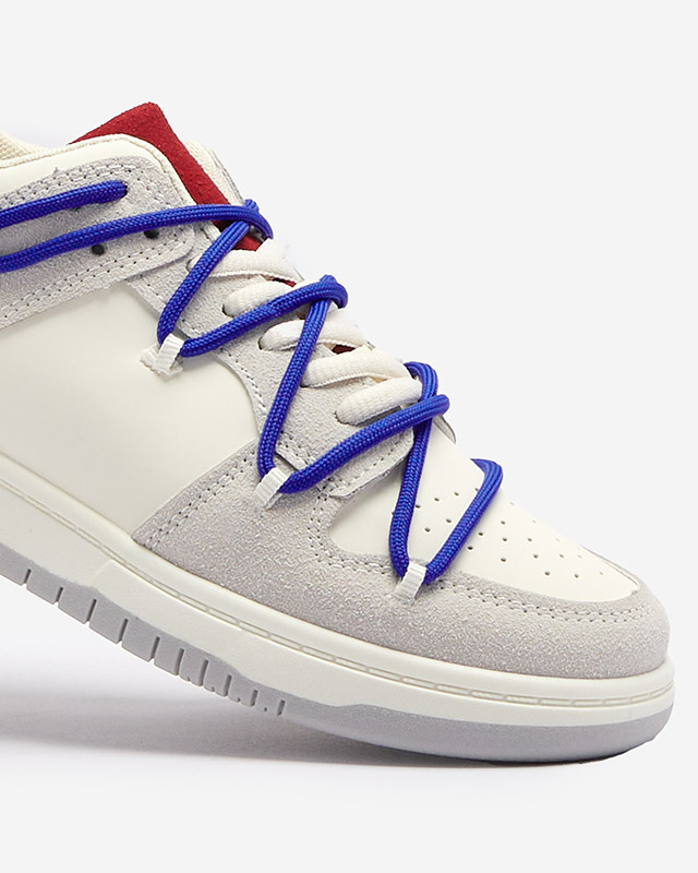 Resti White-gray women's sports sneakers with navy blue laces Olierinc - Footwear