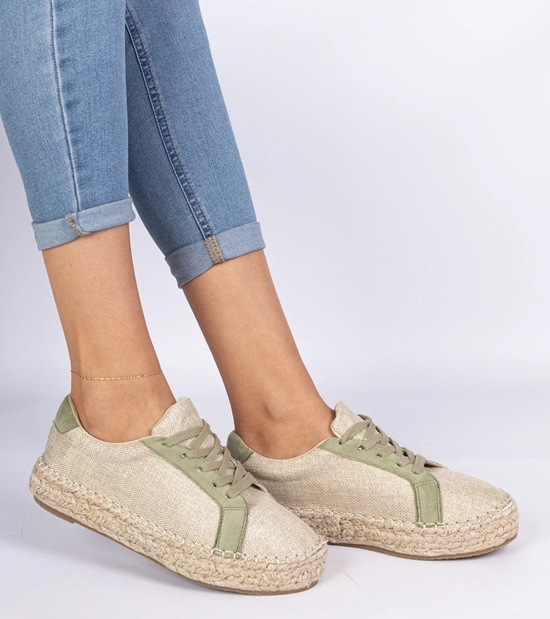 Gemre Espadrile verzi de damă cu șireturi Malsi